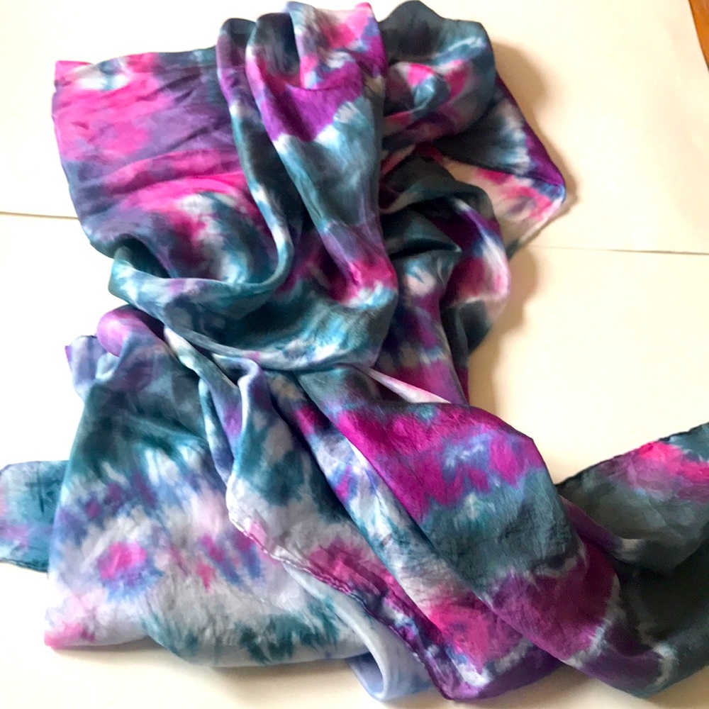 100% Silk Tye Dye Scarf, Shawl or Wrap-around